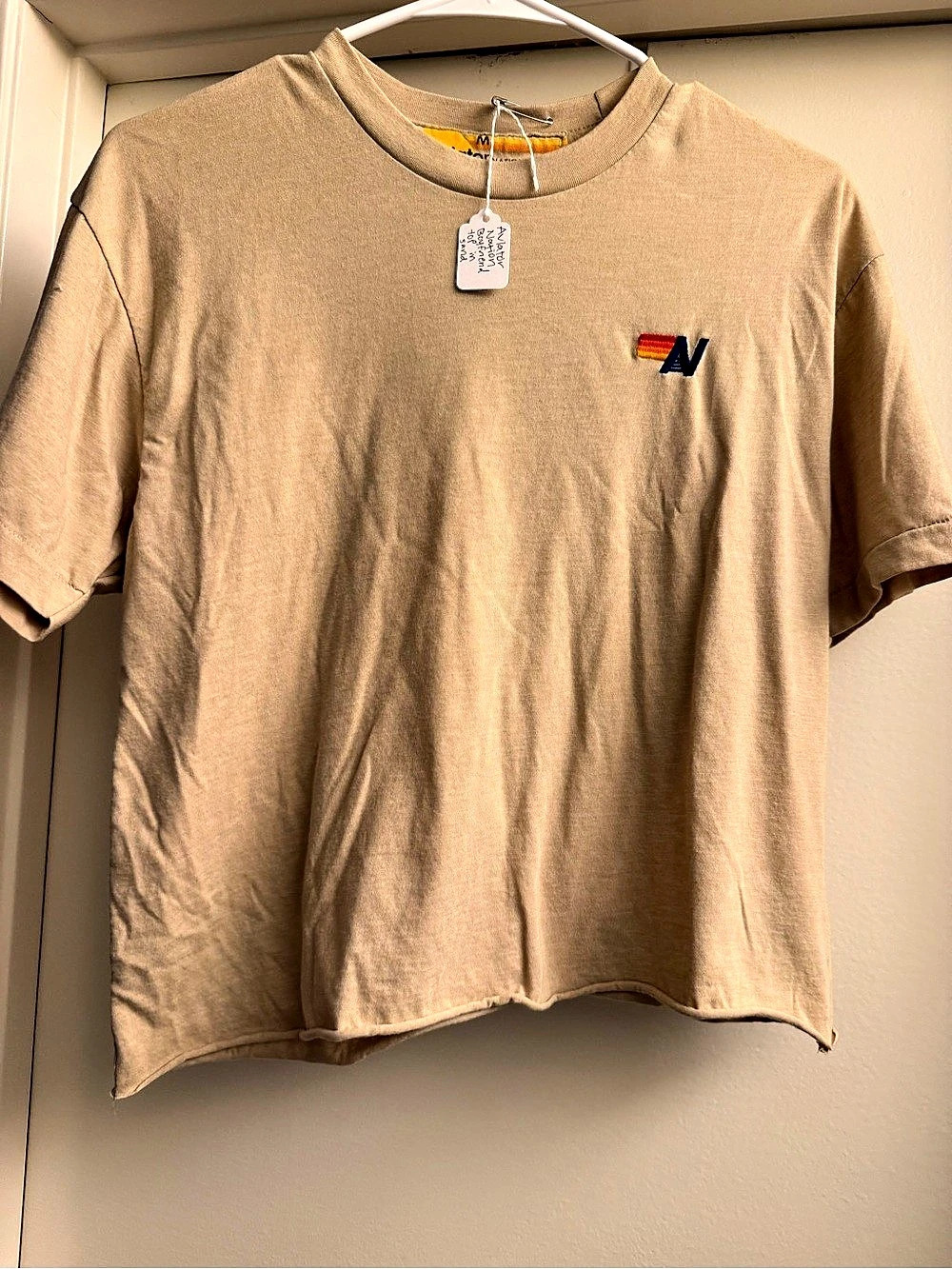 Aviator Nation Logo Boyfriend Tee Short Sleeve Brown Medium